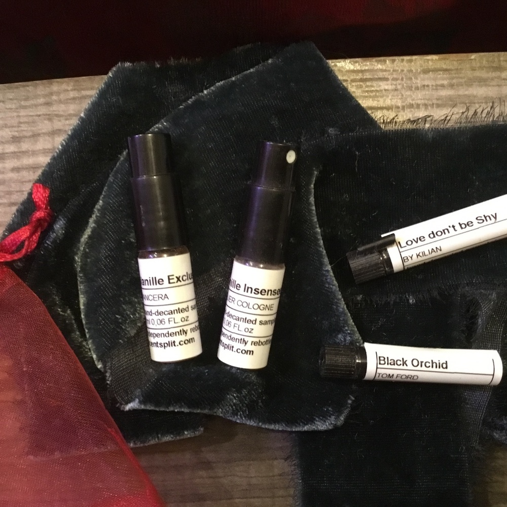 Scentsplit samples; Killian, Tom Ford, Mancera, Atlier